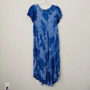Advance Apparels Blue Tie Dye Short Sleeve Dress Women’s Free Size